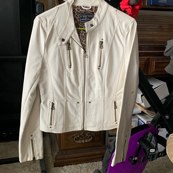 c’esttoi Jackets & Coats Womens White Leather Jacket Poshmark